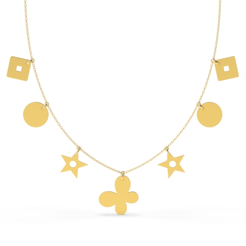 Yellow Gold Bezel shimmer Pendant Necklaces