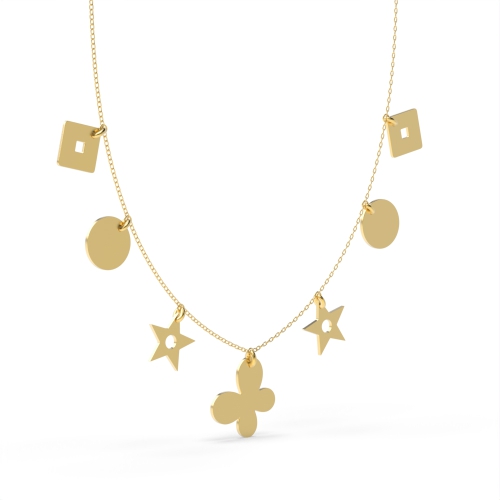 Yellow Gold Bezel shimmer Pendant Necklaces