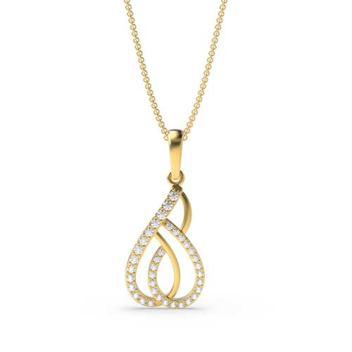 4 Prong Round Yellow Gold Spiral unique Pendant Necklaces