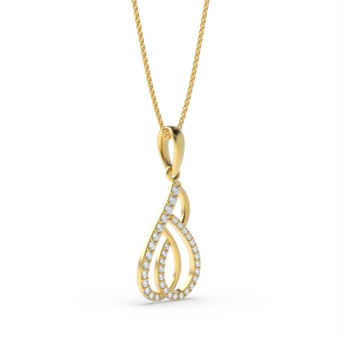 4 Prong Round Yellow Gold Spiral unique Pendant Necklaces