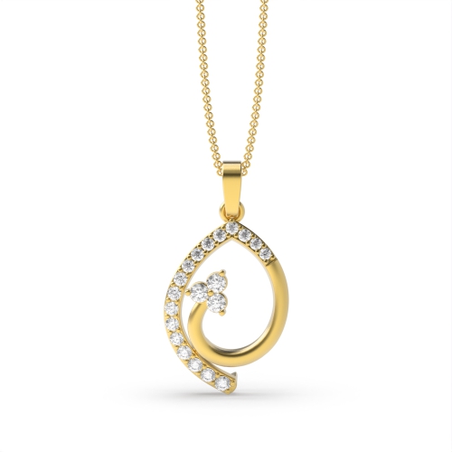 4 Prong Round Yellow Gold Solid bale triangle Pendant Necklaces