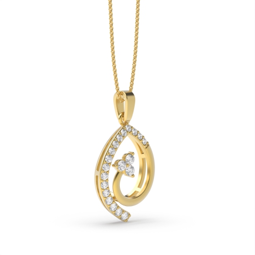 4 Prong Round Yellow Gold Solid bale triangle Pendant Necklaces