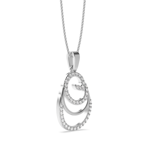 4 Prong Round Spiral designer Pendant Necklaces
