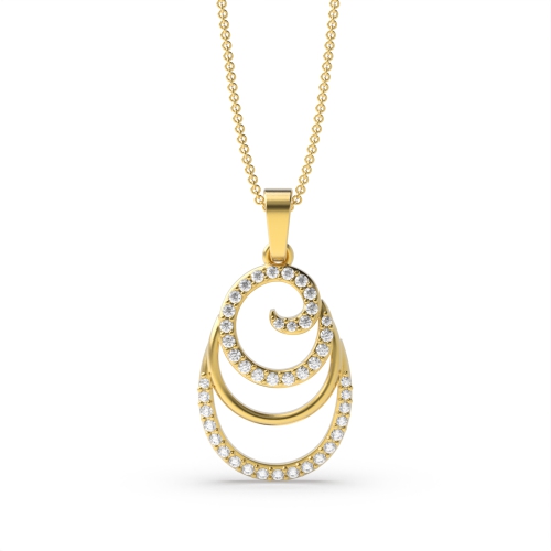 4 Prong Round Yellow Gold Spiral designer Pendant Necklaces