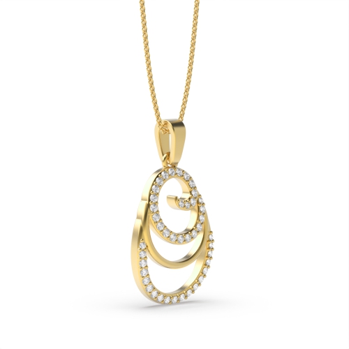 4 Prong Round Yellow Gold Spiral designer Pendant Necklaces
