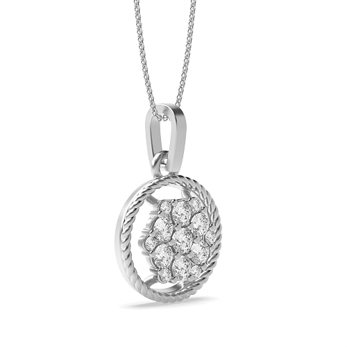 4 Prong Round Sparkle Circle Pendant Necklace