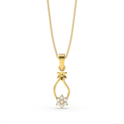 3 Prong Round Yellow Gold Pendant Necklaces
