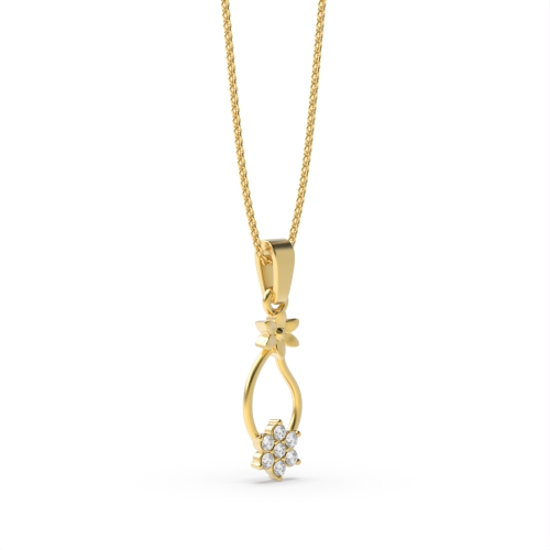 3 Prong Round Yellow Gold Pendant Necklaces