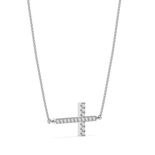 4 Prong Round sideways Cross Pendant Necklace