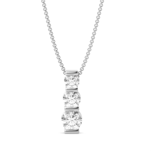 Channel Setting Round Moissanite Journey Pendant Necklace