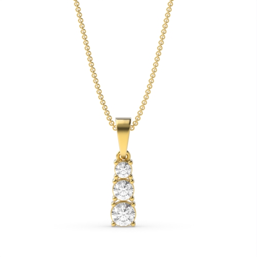 4 Prong Round Yellow Gold Journey Pendant Necklaces