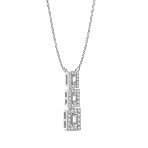 4 Prong Baguette Lab Grown Diamond Journey Pendant Necklace