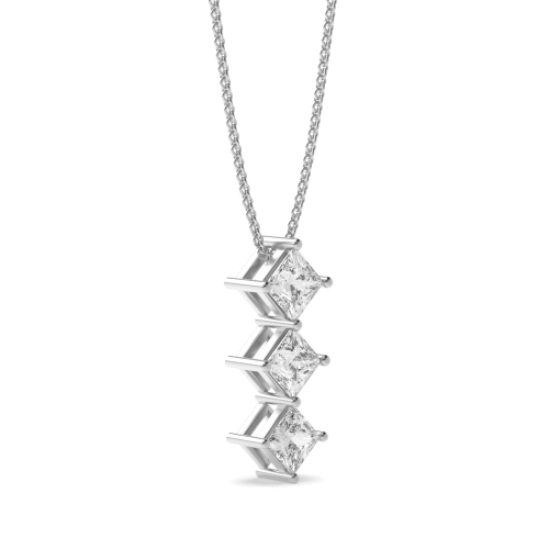 4 Prong Princess CharmRelic Moissanite Journey Pendant Necklace