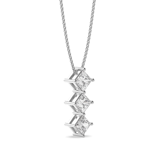 4 Prong Princess Platinum Charmrelic Journey Pendant Necklaces