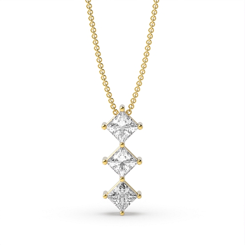 4 Prong Princess Yellow Gold Charmrelic Pendant Necklaces
