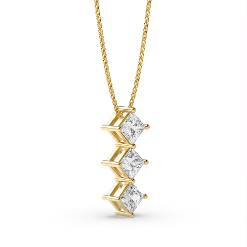 4 Prong Princess Yellow Gold Charmrelic Pendant Necklaces