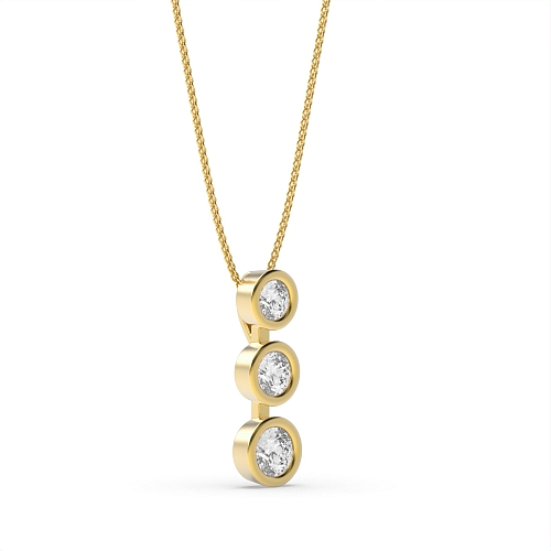 Bezel Setting Round Yellow Gold Voyage Pendant Necklaces