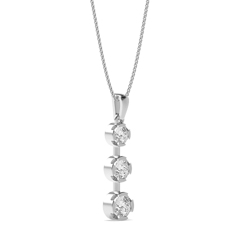 4 Prong Round Platinum Pathway Journey Pendant Necklaces