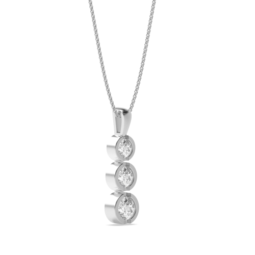 Bezel Setting Round Diamon Journey Pendant Necklace