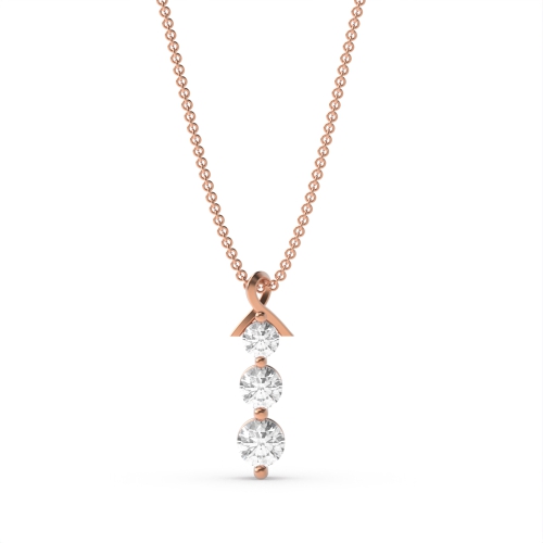4 Prong Round Rose Gold Journey Pendant Necklaces