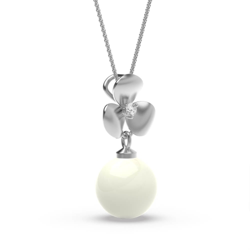 3 Prong Round Platinum Flower Lab Grown Diamond Designer Pendant Necklaces