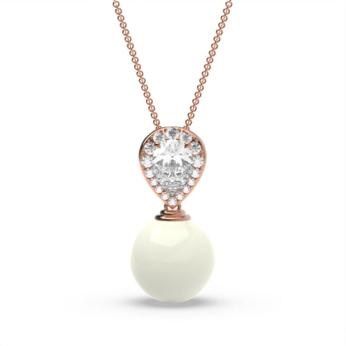 4 Prong Round Rose Gold Stud glisten Lab Grown Diamond Designer Pendant Necklaces