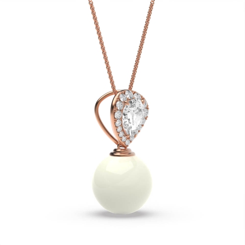 4 Prong Round Rose Gold Stud glisten Lab Grown Diamond Designer Pendant Necklaces