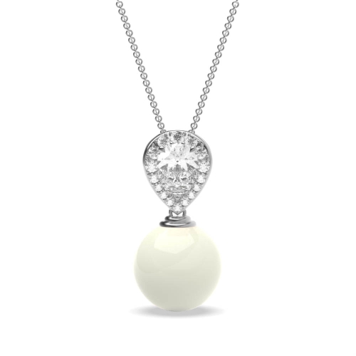 4 Prong Round Platinum Stud glisten Lab Grown Diamond Designer Pendant Necklaces