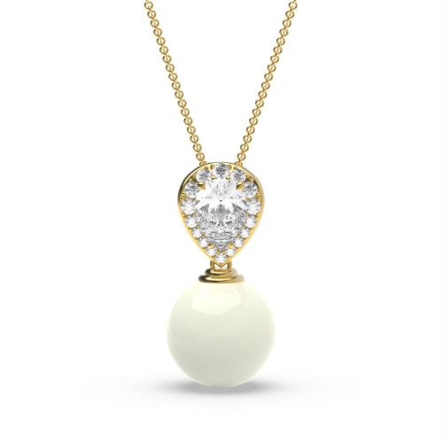 4 Prong Round Yellow Gold Stud glisten Lab Grown Diamond Designer Pendant Necklaces
