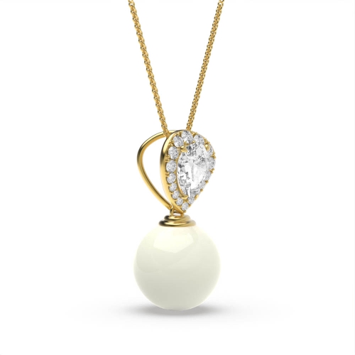 4 Prong Round Yellow Gold Stud glisten Lab Grown Diamond Designer Pendant Necklaces