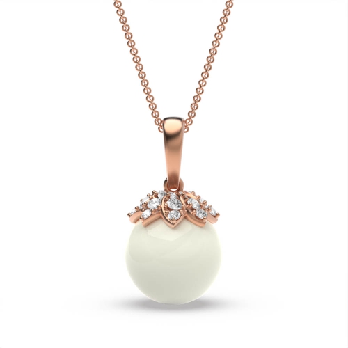 3 Prong Round Rose Gold Glint Lab Grown Diamond Designer Pendant Necklaces