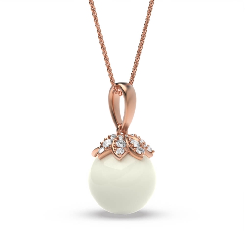 3 Prong Round Rose Gold Glint Lab Grown Diamond Designer Pendant Necklaces