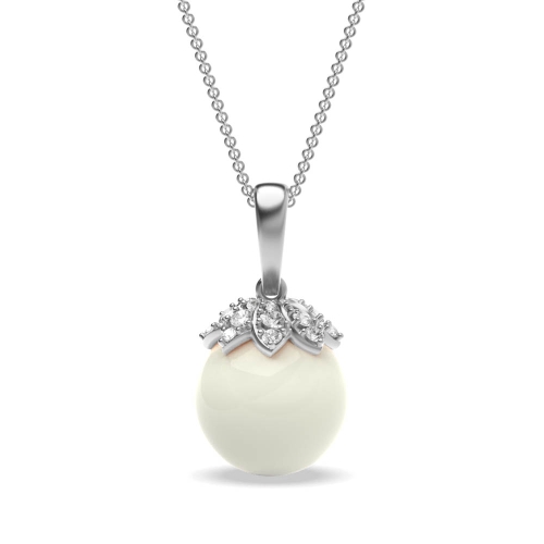 3 Prong Round Platinum Glint Lab Grown Diamond Designer Pendant Necklaces