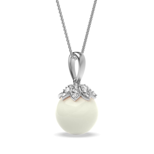 3 Prong Round Platinum Glint Lab Grown Diamond Designer Pendant Necklaces