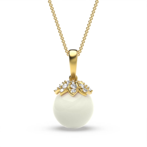 3 Prong Round Yellow Gold Glint Lab Grown Diamond Designer Pendant Necklaces