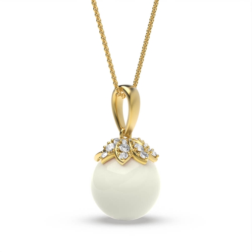 3 Prong Round Yellow Gold Glint Lab Grown Diamond Designer Pendant Necklaces