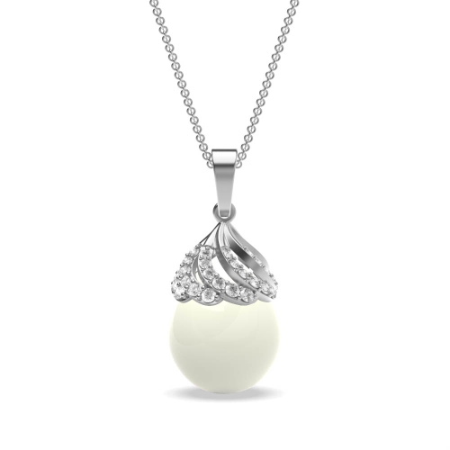 4 Prong Round Platinum head fresh water Lab Grown Diamond Designer Pendant Necklaces