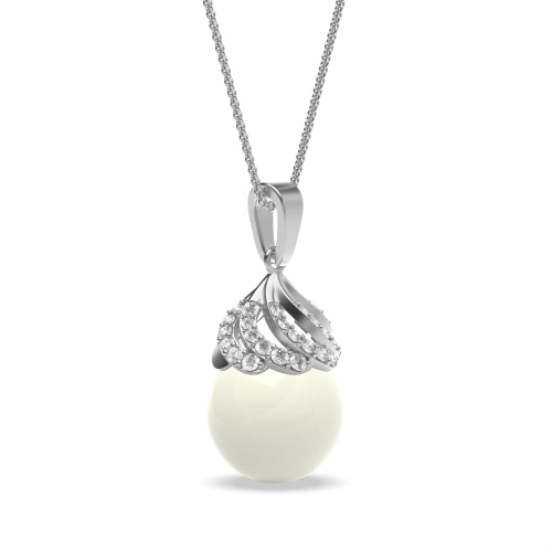 4 Prong Round Platinum head fresh water Lab Grown Diamond Designer Pendant Necklaces