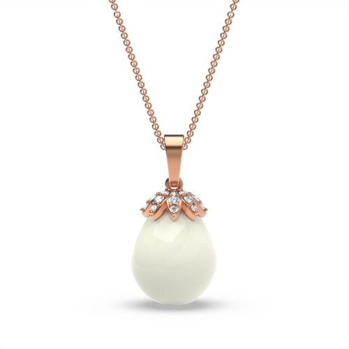 Prong Pear Rose Gold Droplet Lab Grown Diamond Designer Pendant Necklaces