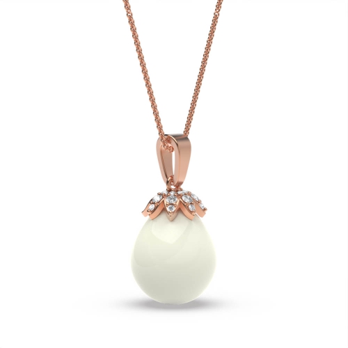 Prong Pear Rose Gold Droplet Lab Grown Diamond Designer Pendant Necklaces