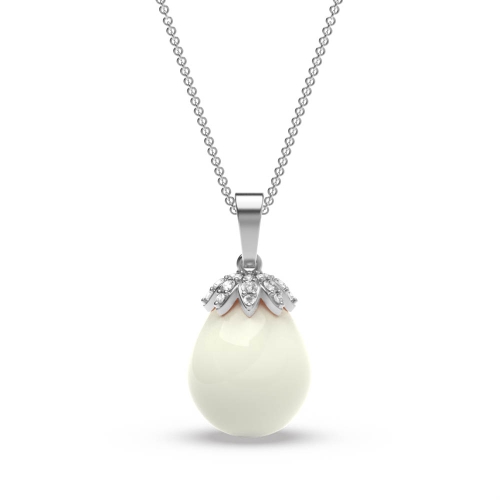 Prong Pear Platinum Droplet Lab Grown Diamond Designer Pendant Necklaces