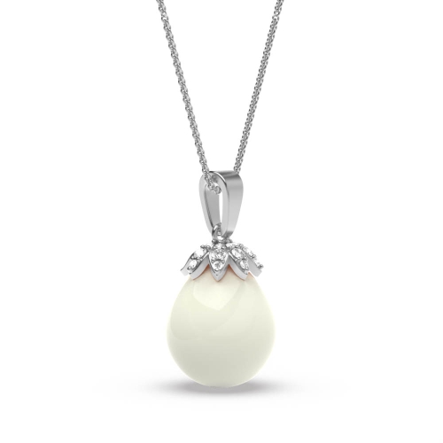 Prong Pear Platinum Droplet Lab Grown Diamond Designer Pendant Necklaces