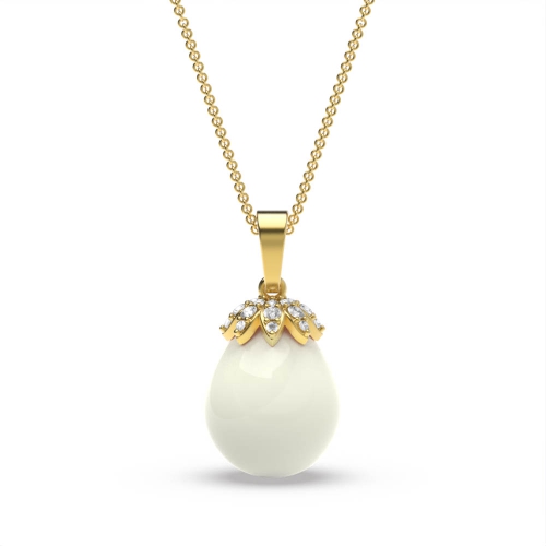 Prong Pear Yellow Gold Droplet Lab Grown Diamond Designer Pendant Necklaces