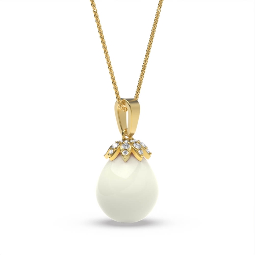 Prong Pear Yellow Gold Droplet Lab Grown Diamond Designer Pendant Necklaces