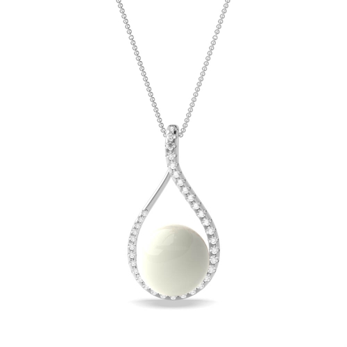 Fresh water round white pearl pendant (10.0mm)