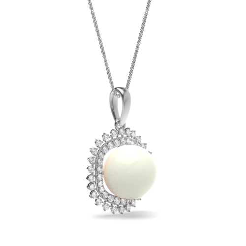 3 Prong Round Light Naturally Mined Diamond Designer Pendant Necklace