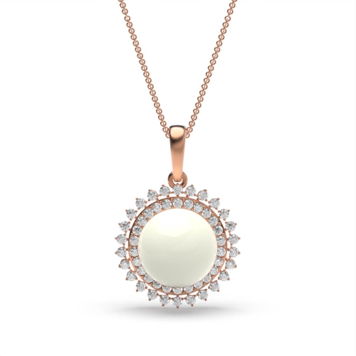 3 Prong Round Rose Gold Light Lab Grown Diamond Designer Pendant Necklaces