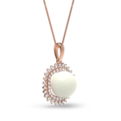 3 Prong Round Rose Gold Light Lab Grown Diamond Designer Pendant Necklaces