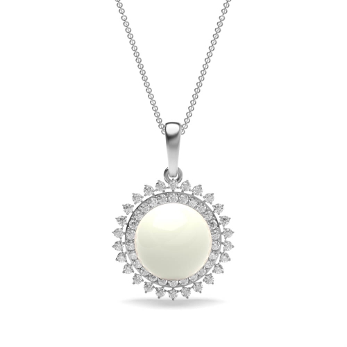 3 Prong Round Platinum Light Lab Grown Diamond Designer Pendant Necklaces