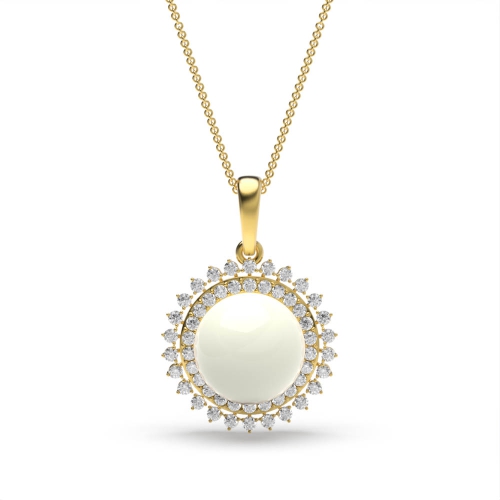 3 Prong Round Yellow Gold Light Lab Grown Diamond Designer Pendant Necklaces